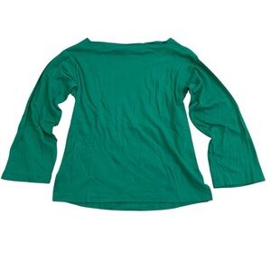 Vintage Calvin Klein 80s/90s Green Boat Neck Long Sleeve T-Shirt Top M